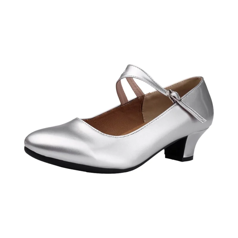 女性用中ヒールモダンダンスシューズ【柔らかい底・スクエアダンス用】