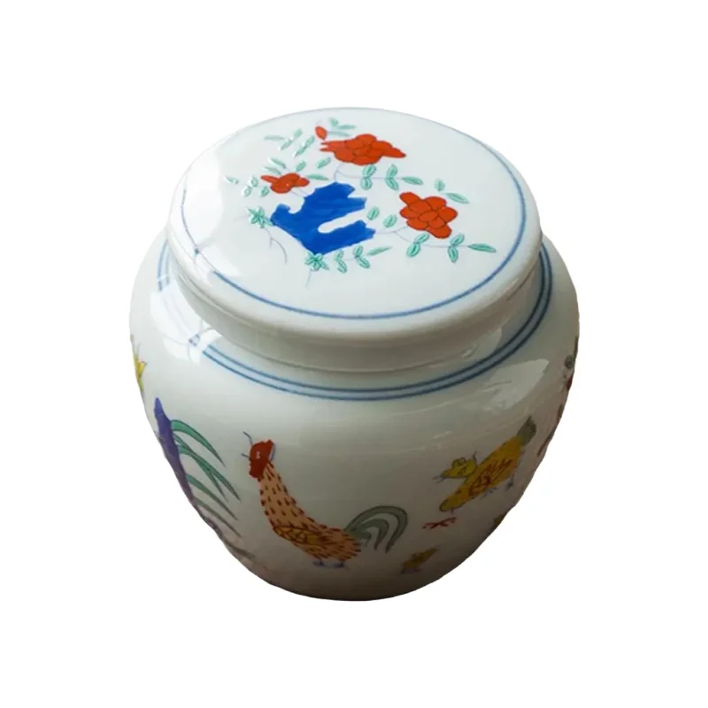 茶葉缶 手描きミニストレージ缶 陶器