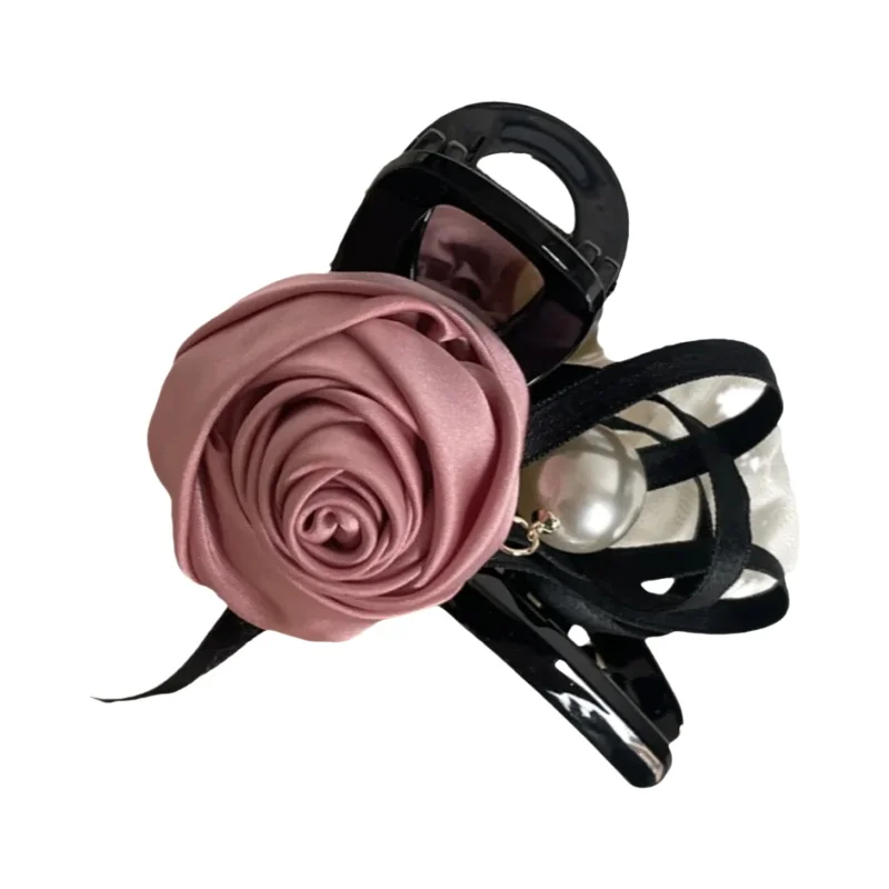 優雅なローズヘアクリップ【大きめ・サメクリップ・髪型アクセサリー】