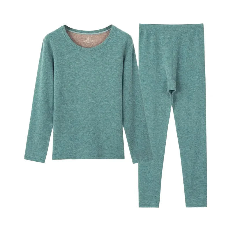 羊毛シルク素材の保温インナー【レディース・シンプル・長袖・ロングパンツ】【秋冬用・ラウンドネック】（セットアップ対応）