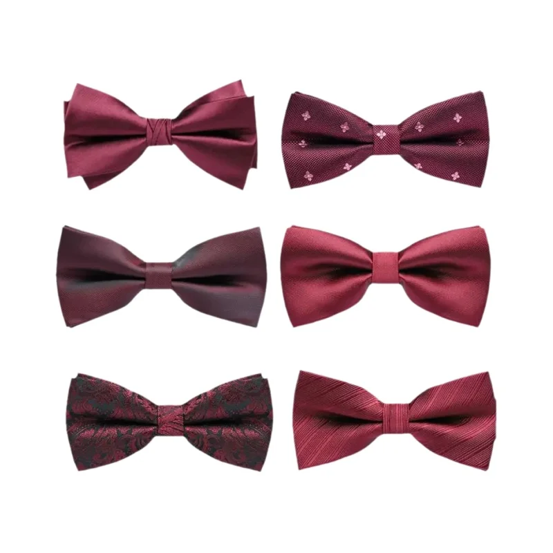 酒紅色の蝶ネクタイ【ウェディング・フォーマル用・男性用・二重構造】（セットアップ対応）