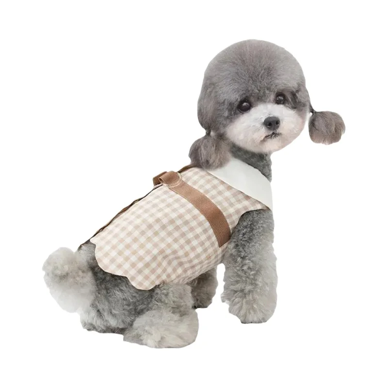 ペット用 チェック柄ワンピース【中型犬・小型犬用・春夏向け・軽量】（セットアップ対応）