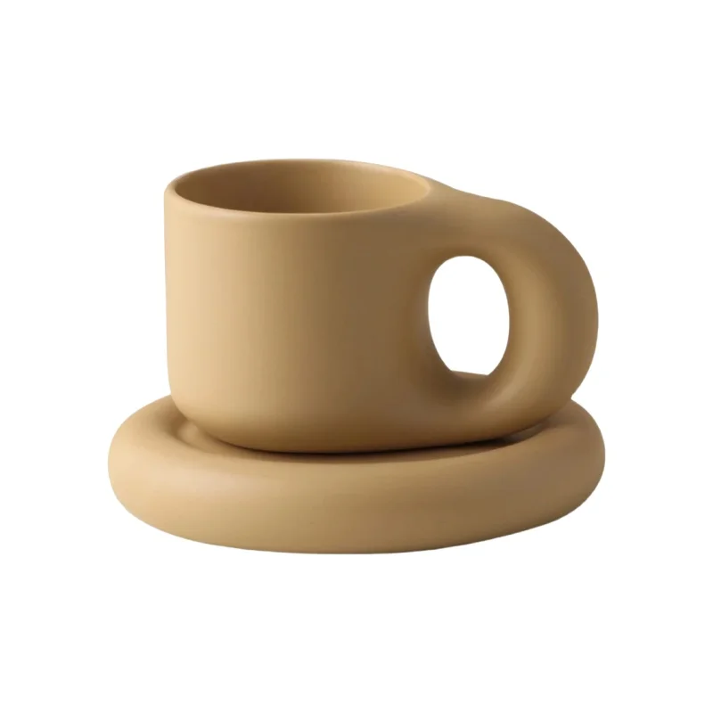 北欧風 スプラッシュデザイン マグカップ【フタ付き・カップル用・家庭用・オフィス用・夏に最適・陶器】