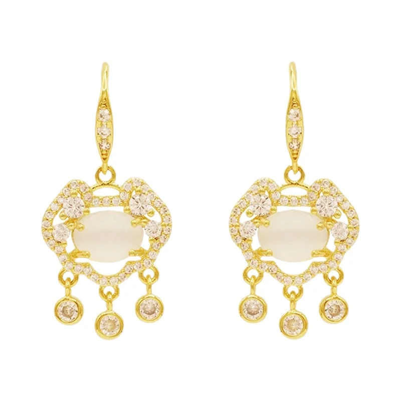 新中式デザイン 福鎖イヤリング【イヤリングタイプ・無耳穴・新年用】