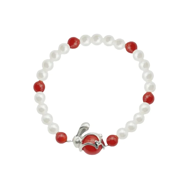 Paranoid Puppy コラボ レトロスタイルウサギ925純銀パールブレスレット【女性用】