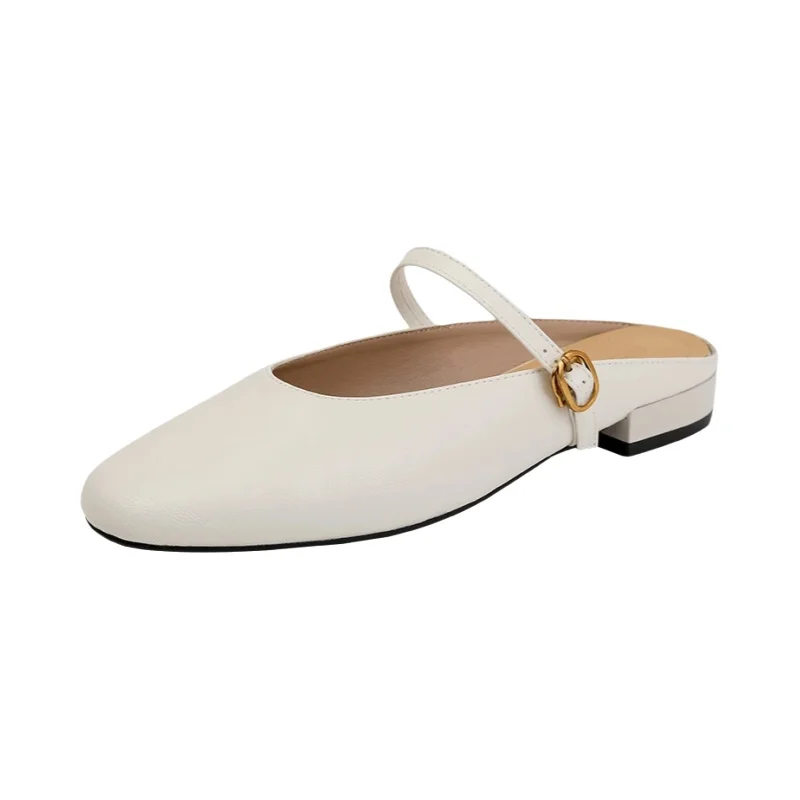 法式 本革オープンパンプス【夏用・柔らかい・低ヒール・マリジェーン・スリップオン】