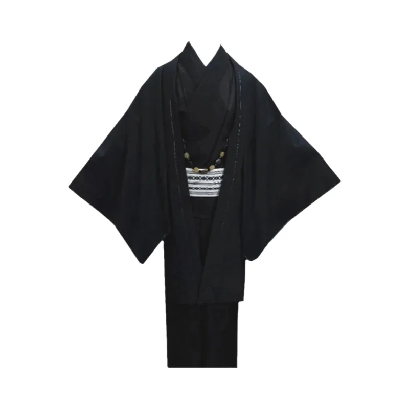 伝統的な着物とストライプ武士パンツの羽織【男性向け・成人式用】