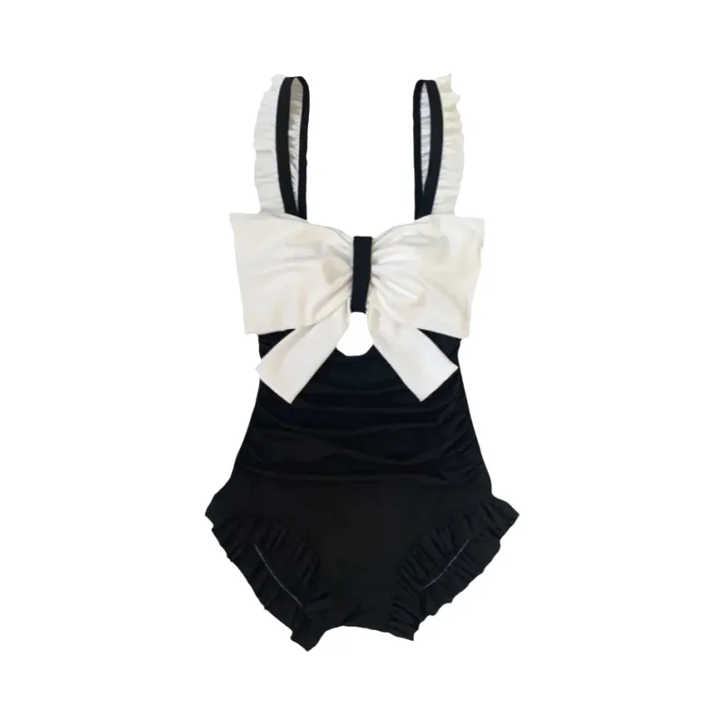 女性用ワンピース水着【温泉向け・保守的デザイン・韓国風・引き締め効果・肩紐付き】