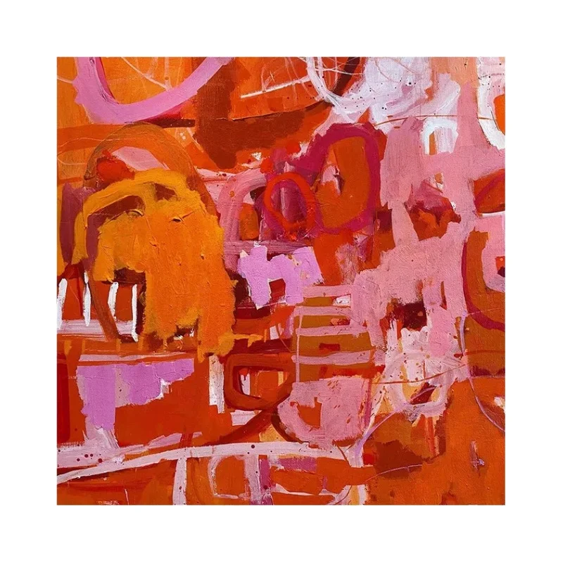 抽象手描き油絵装飾画【赤色・アメリカンスタイル・リビング・玄関・ダイニング・寝室用】