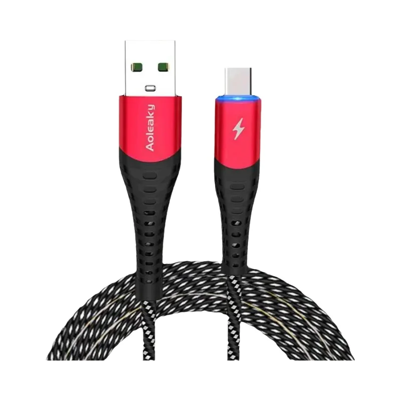 携帯電話用充電ケーブル【極太データケーブル・ブルーライト付き・急速充電対応・汎用】