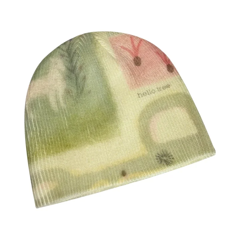 韓国風 タイダイ柄ニット帽【秋冬用・保温・ストリートスタイル・伸縮性あり】（セットアップ対応）