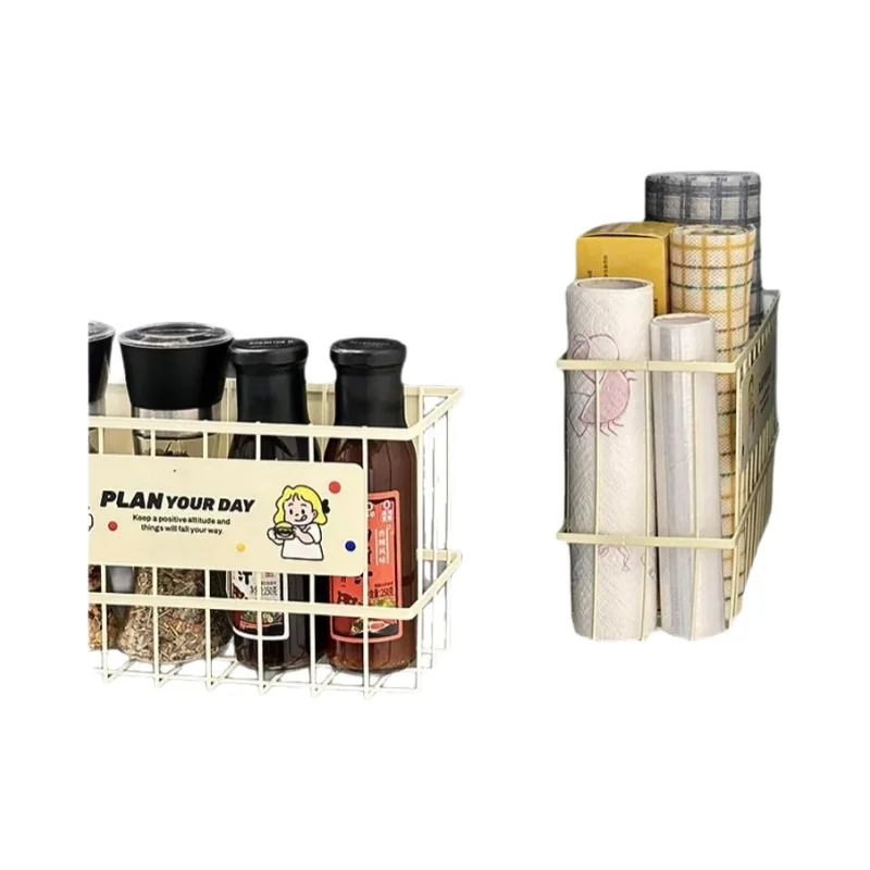 冷蔵庫用サイド収納ラック【マグネット式・キッチン壁掛け・調味料収納に便利】