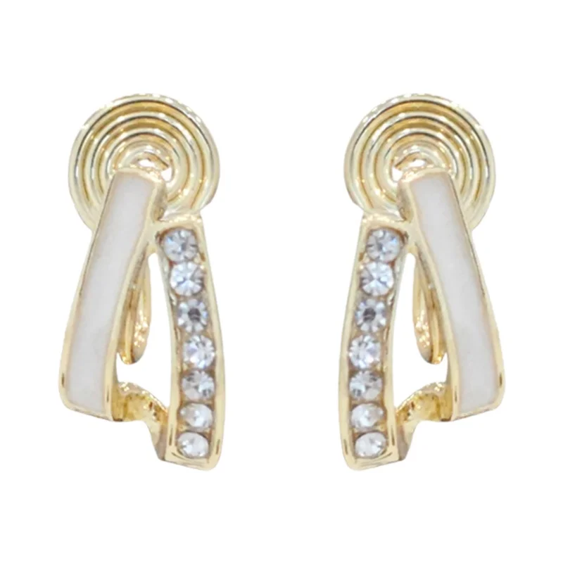 穴あけ不要！ダブルレイヤーの冷淡風イヤリング【シリコン製・女性用・エレガントデザイン】