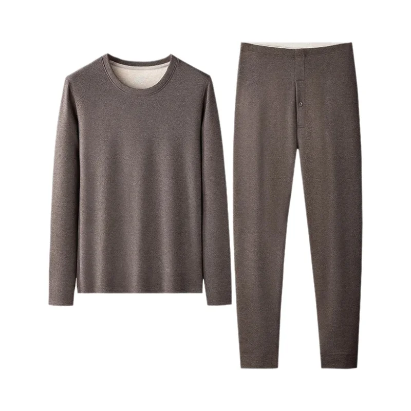 極上の柔らかさの冬用 メンズ絹ウール 保温インナー【厚手フリース・長袖・パンツ付き】（セットアップ対応）