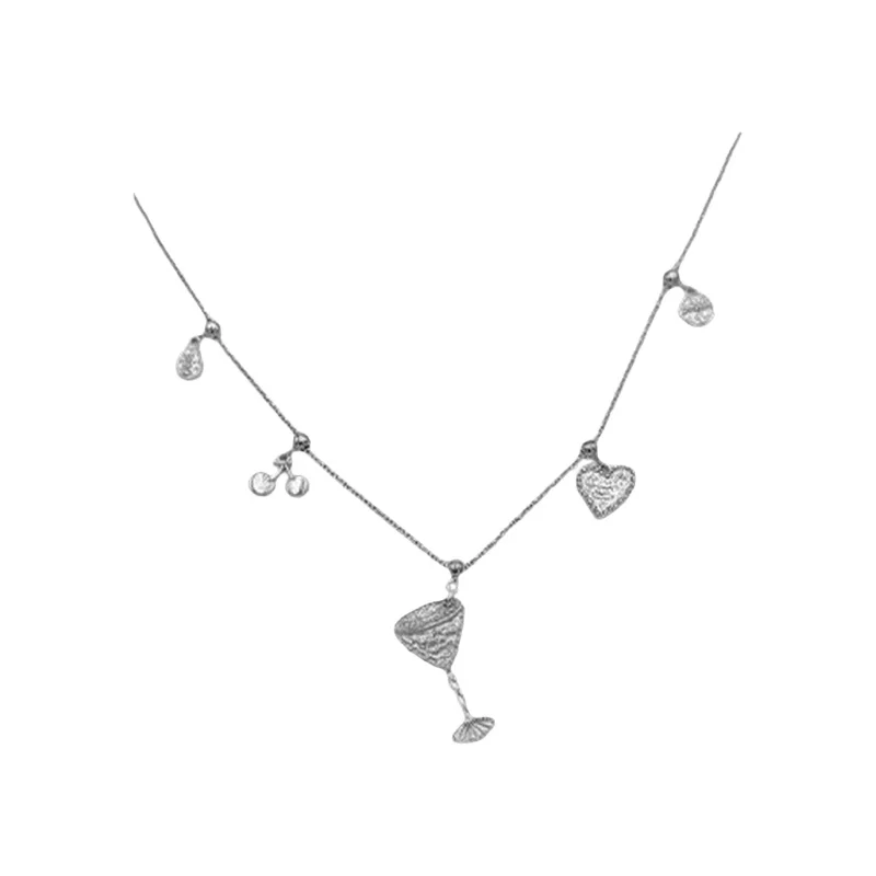 PAUSA ANN s925 干杯シリーズ オリジナルチェリーグラス可動ペンダントカジュアルデザインネックレス