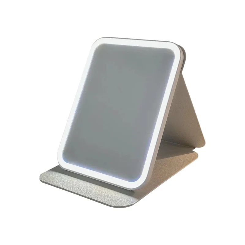 LED化粧鏡【折りたたみ式・ポータブル・デスクトップ用・補光機能付き】