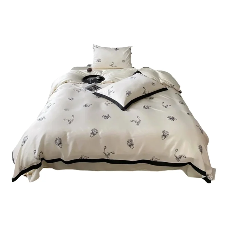 STACEY 高級仕立て 木蘭柄 60サテン ランペン 天絲ライセール ベッドリネン 4点セット