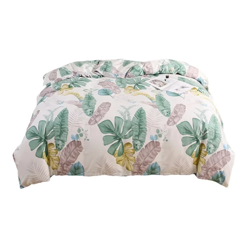 花柄デザインの全棉被カバー【スラブ織・春秋用・シングル＆ダブル対応】（セットアップ対応）