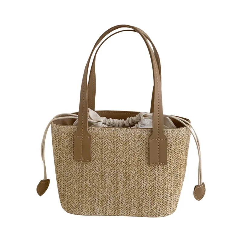 草編みの小型ハンドバッグ【カジュアル・リゾート用・ショルダーバッグ】