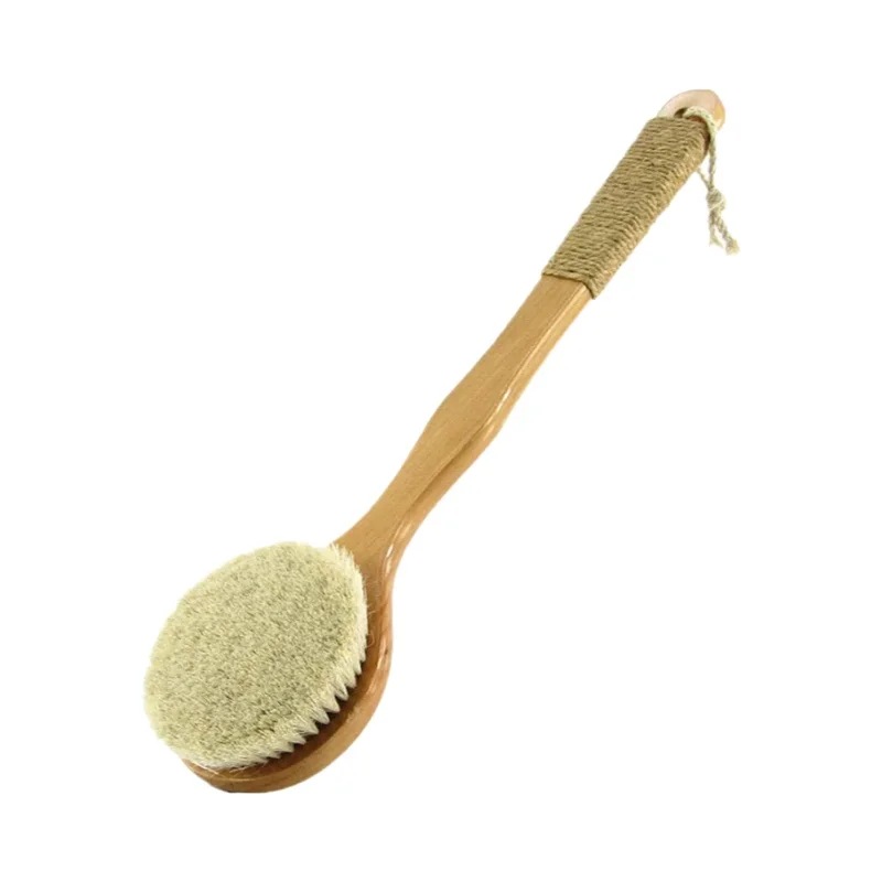 長柄豚毛バスブラシ【硬毛・柔らか毛・液体使用可・背中用】