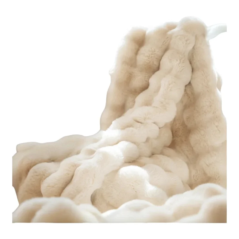 極上の柔らかさ ウサギ毛ファー毛布【オフィス用・冬のひざ掛け】