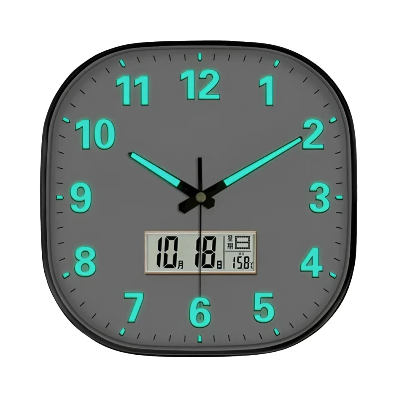 自動時刻合わせ角型電波時計【シンプルデザイン・夜光機能・クォーツ・音声操作】