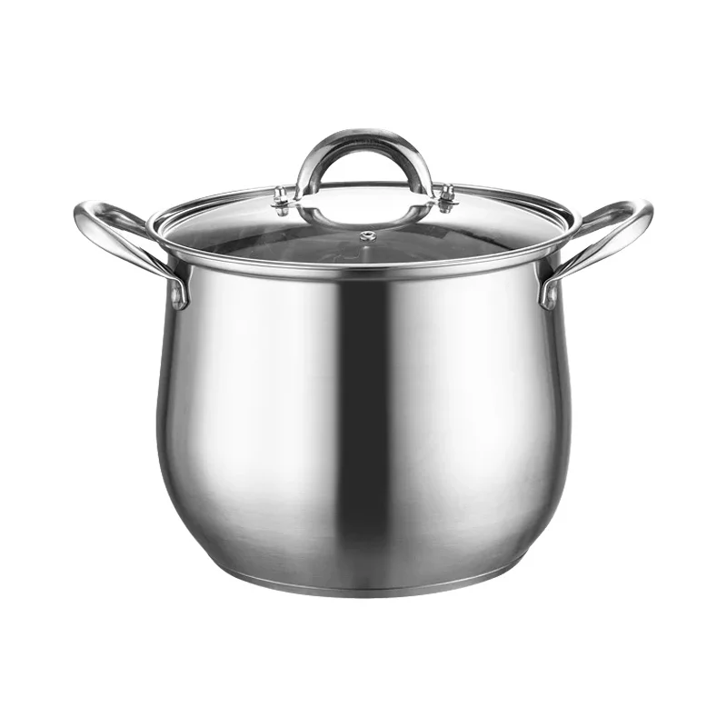 304ステンレススチール製 大容量鍋【家庭用・厚手・深型・電磁炉対応・スープ・おかゆ・蒸し煮・煮込み】