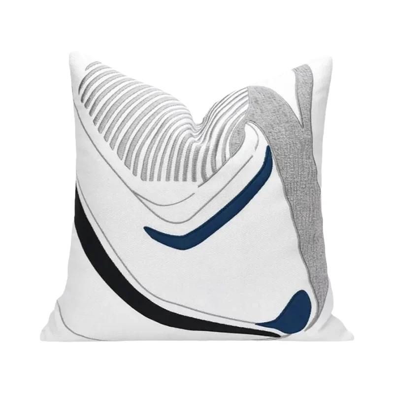 高級モダンイタリアンスタイルのソファクッションカバーセット【クラインブルー・腰枕付き】