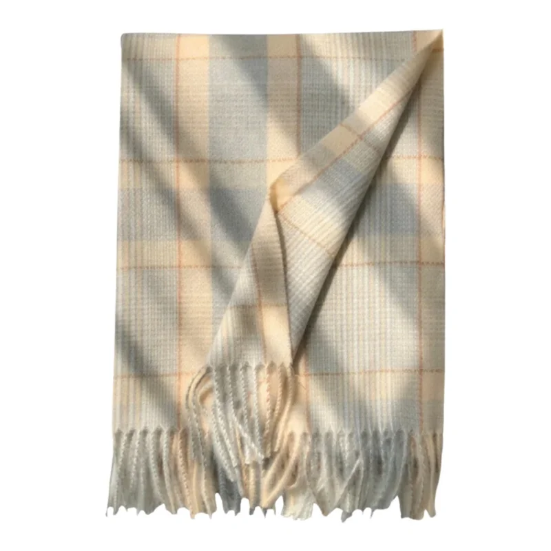 冬用の柔らかいモカグリーンのアクリルスカーフ【保温・ロング・2way】（セットアップ対応）