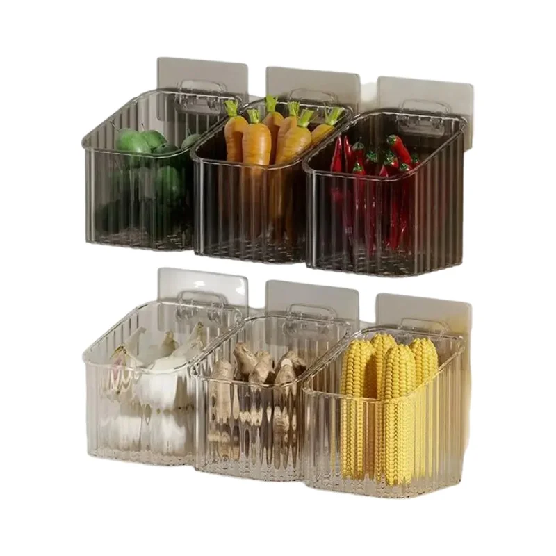 壁掛け調味料ラック【穴あけ不要・にんにく・生姜収納用】