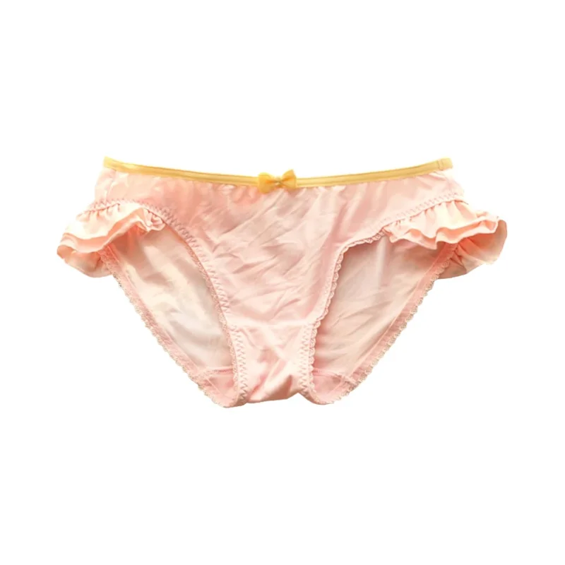 牛乳シルク製パンティー【フリル付き・リボンデザイン・ローライス・無地】