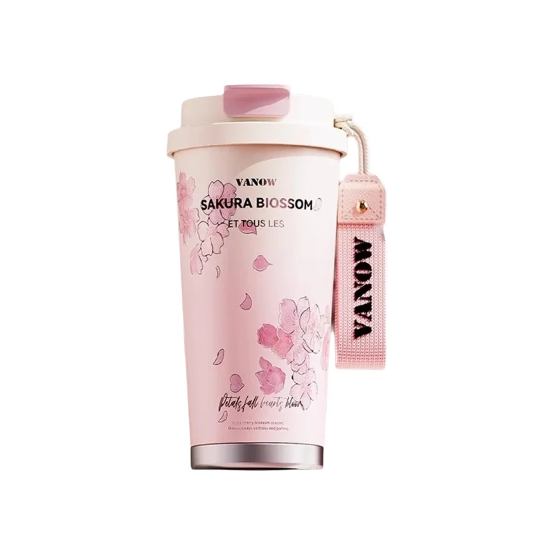 蝶デザインの保温カップ【陶器内蔵・女性向け・持ち運び便利・ストロー付き】