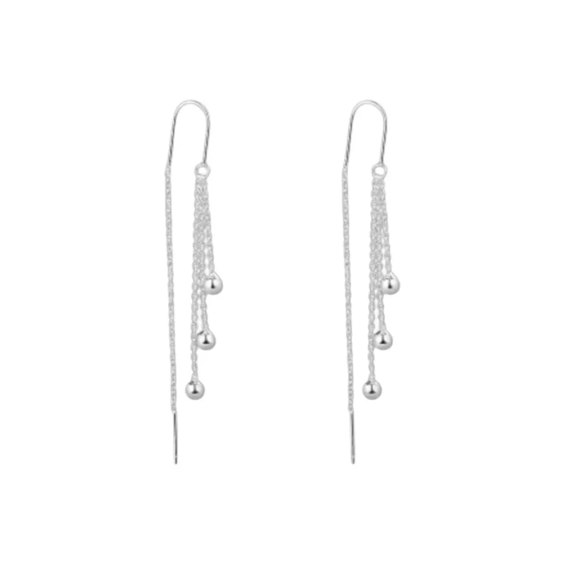 999純銀製 フリンジイヤリング【防アレルギー・エレガントなデザイン・女性用】