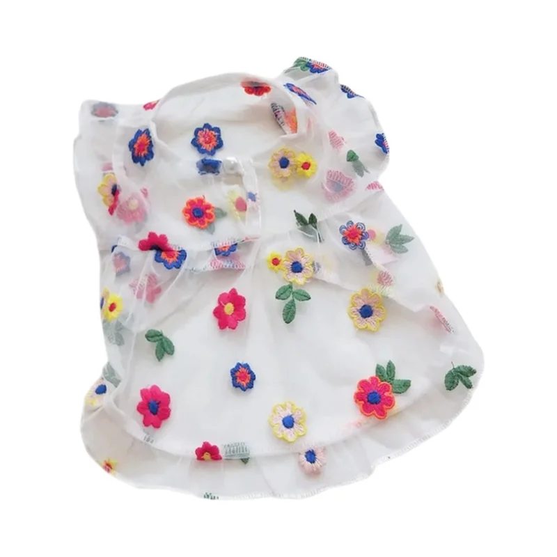 刺繍花柄ペット服【犬用スカート・薄手・春夏用】