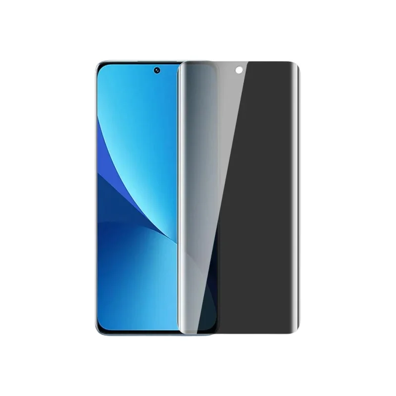 Xiaomi 12用 フルカバー型 強化ガラスフィルム【防覗き機能・12曲面対応・ソフトタイプ・レンズ全サポート】