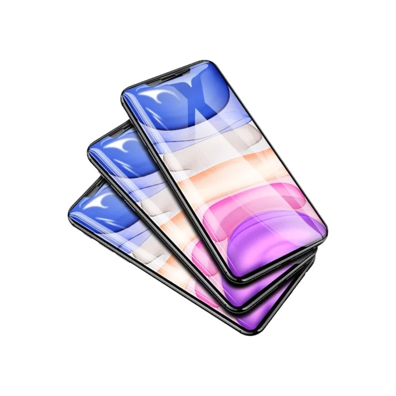 iPhone13/iPhone14 Pro/XR/12/12 Pro Max用 フルスクリーン強化ガラスフィルム 3枚セット【保護フィルム・X/XS対応】