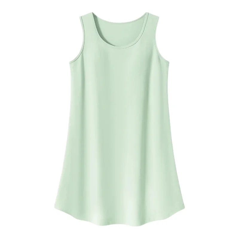 夏用コットンキャミソールロングドレス【スリーブレス・胸パッド付き・ルームウェア・外出可】