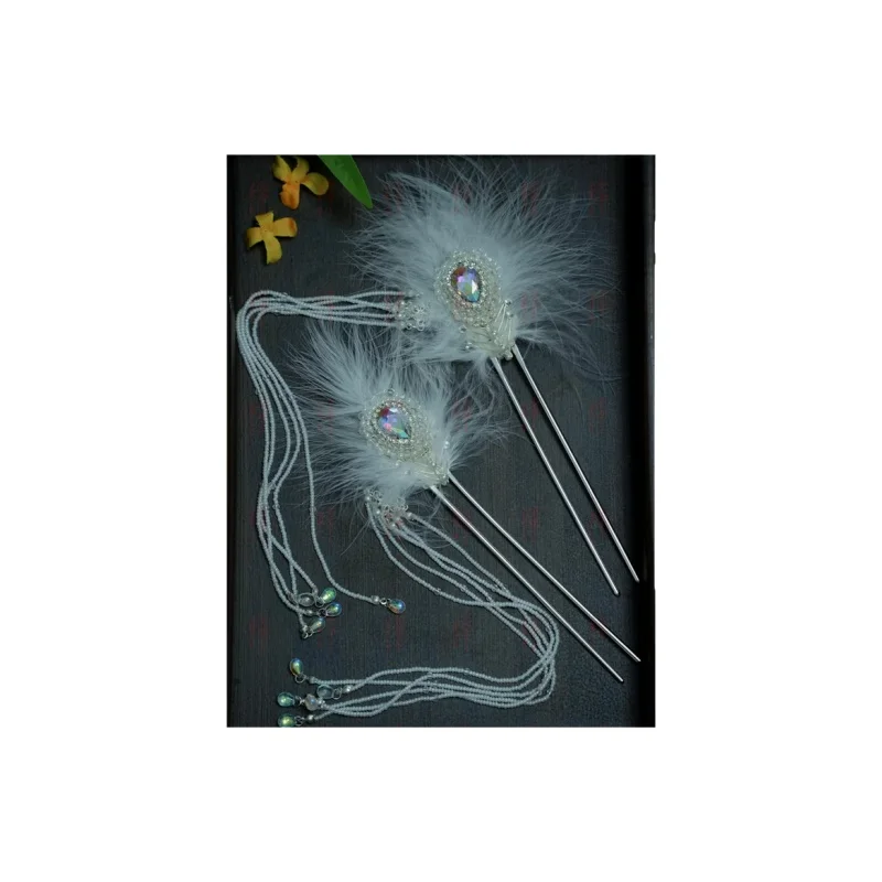 流れる糸の長いタッセル付き 鳳冠【中華風・パール飾り・ヘアアクセサリー】