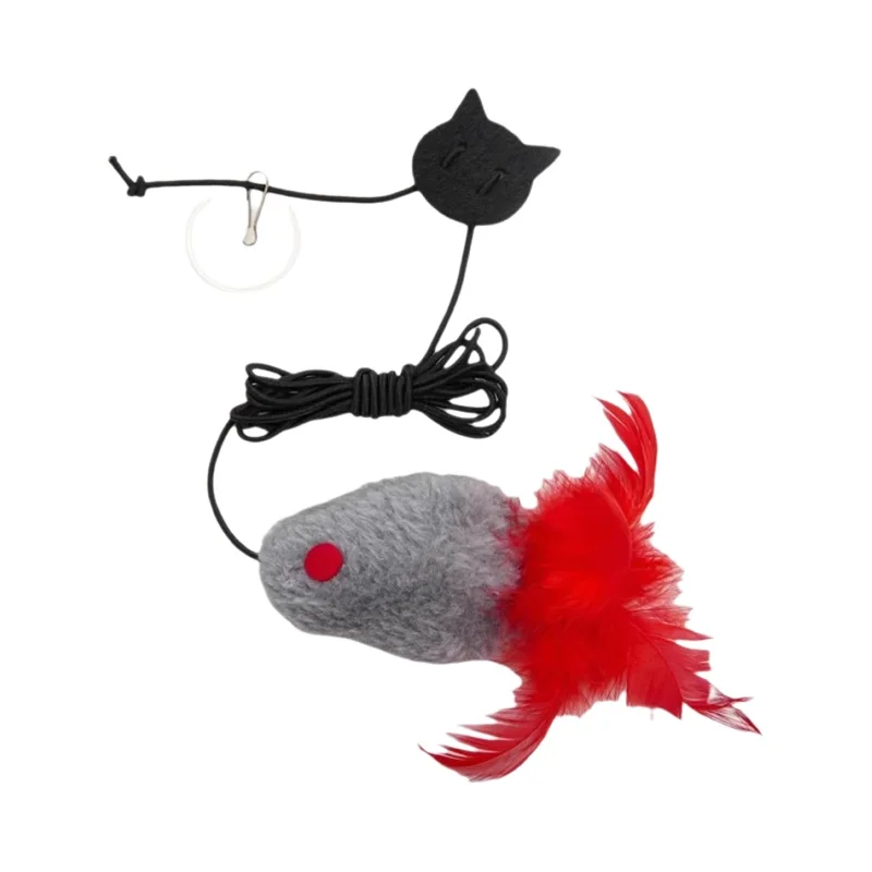 猫用おもちゃ スイング型マウス鈴付き【ドア取り付けタイプ・弾性・飽き対策】