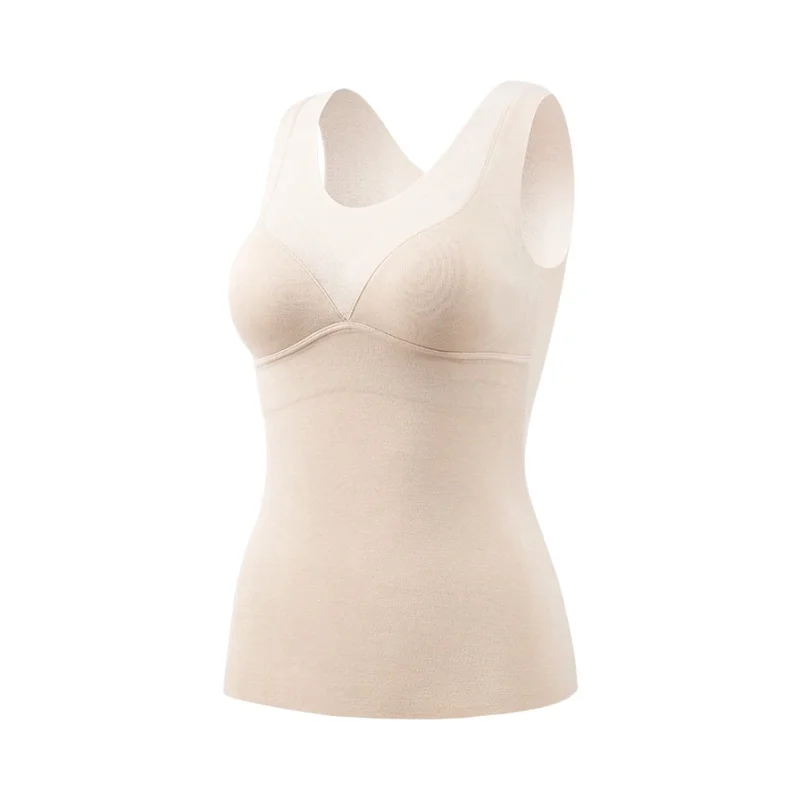 暖かい女性用タンクトップ【胸パッド付き・フリース・厚手・ウール素材】