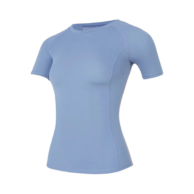 花柄のフィットネスウェア【女性用・無地・メッシュパネル・短袖・ヨガ・ランニング】