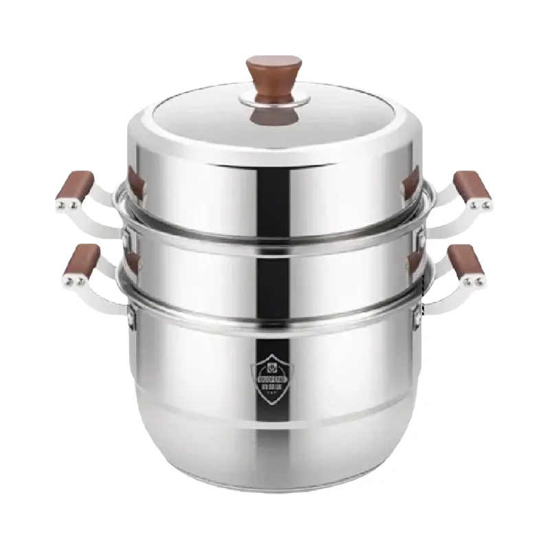 304不鏽鋼製 スチーム鍋【家庭用・三層構造・電磁調理器とガスコンロに対応】