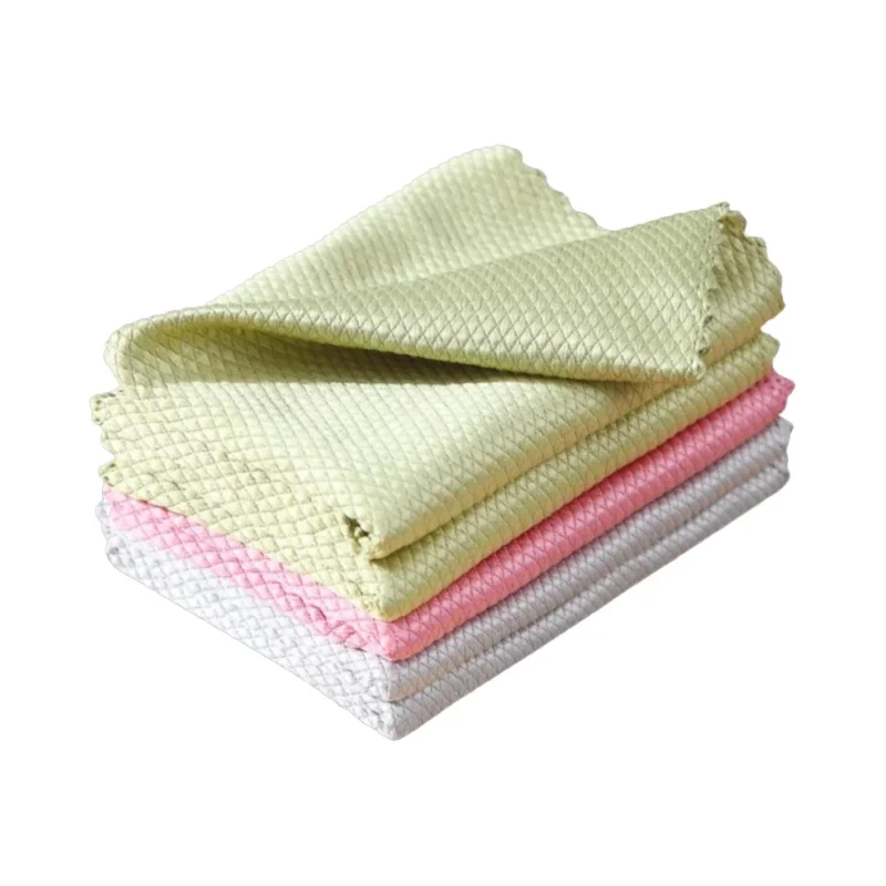 家用 ガラス拭き用 魚鱗タイプクロス【5枚セット・マイクロファイバー製・傷がつきにくい】