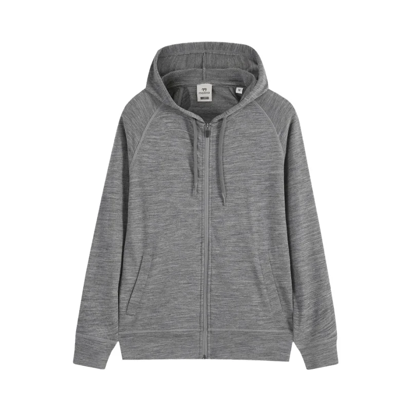 美利奴羊毛製 長袖フード付きジップパーカー【アウトドア・ランニング用】