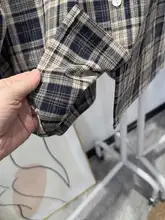 レース切替のチェックシャツ【女性用・ルーズフィット・ボウタイデザイン・ビンテージスタイル】