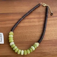 海のような青色の天然石ビーズネックレス【ファッショナブル・ロックボーンチェーン・エレガントなアクセサリー】
