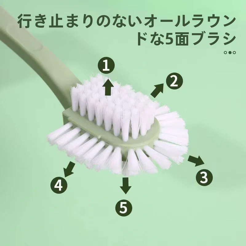 五面デザインの靴ブラシ【家庭用・硬毛・多機能・長柄】