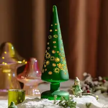 デスクトップ用ガラス製クリスマスツリーLEDナイトライト【雰囲気作り・クリエイティブなクリスマスギフト】