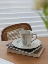 高級感ある陶器製スズラン花デザイン マグカップ【フランス風・家庭用・オフィス用】