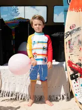 Voda Beba 男の子用水着【長袖・日焼け防止・分体式・赤】